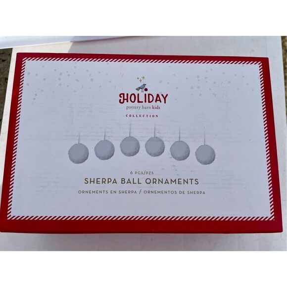 Pottery Barn Kids Shatterproof Sherpa Ornaments, Set of 6 - Picture 1 of 5
